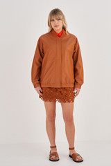Oroton Leather Bomber in Tan and 100% Leather for Women