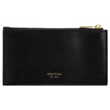 Front product shot of the Oroton Muse 8 Credit Card Mini Zip Pouch in Black and Saffiano Leather for Women