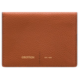 Front product shot of the Oroton Lilly 4 Credit Card Fold Wallet in Cognac and Pebble leather for Women