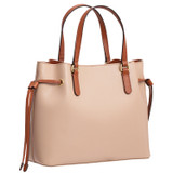 Back product shot of the Oroton Harriet Mini Tote in Praline and Saffiano Leather With Smooth Leather Trim for Women