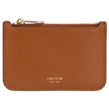 Front product shot of the Oroton Harriet Credit Card Holder Pouch in Cognac and Saffiano Leather for Women