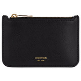 Front product shot of the Oroton Harriet Credit Card Holder Pouch in Black and Saffiano Leather for Women