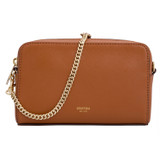 Front product shot of the Oroton Inez Chain Crossbody in Cognac and Shiny Soft Saffiano for Women