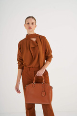 Oroton Inez Day Bag in Cognac and Shiny Soft Saffiano for Women