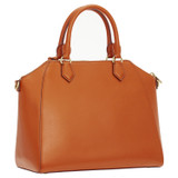 Back product shot of the Oroton Inez Day Bag in Cognac and Shiny Soft Saffiano for Women