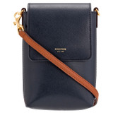 Front product shot of the Oroton Harriet Phone Crossbody in Indigo and Saffiano Leather for Women