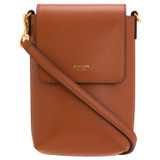 Front product shot of the Oroton Harriet Phone Crossbody in Cognac and Saffiano Leather for Women