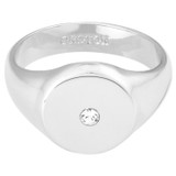 Oroton Fawne Circle Signet Ring in Silver/Clear and Brass Base With Sterling Silver plating/Cubic Zirconia for Women