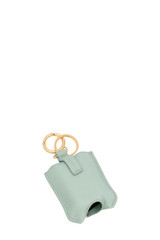 Internal product shot of the Oroton Eve Hand Sanitiser Keyring in Duck Egg and Pebble leather for Women