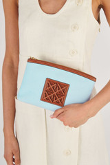 Oroton Boyd Medium Pouch in Horizon and Cotton Twill Canvas With Recycled Leather Trims for Women
