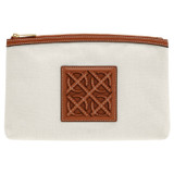 Oroton Boyd Medium Pouch in Natural/Brandy and Cotton Twill Canvas with Recycled Leather Trim for Women