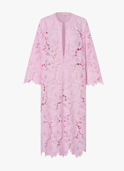 Oroton Lace Kaftan Dress in pink
