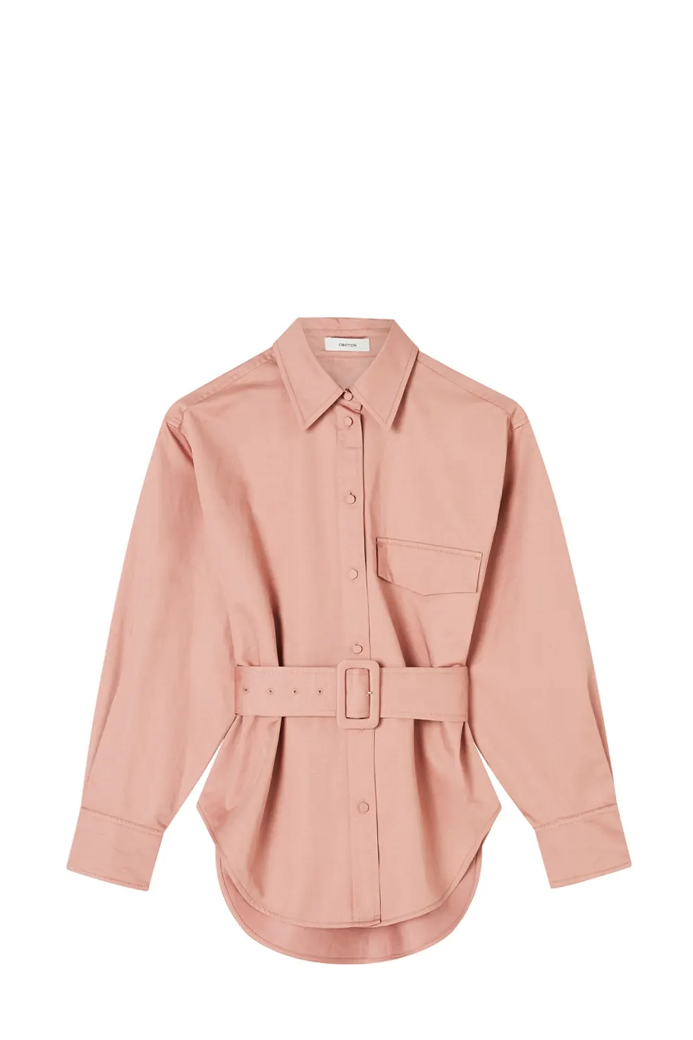 Oroton Sateen Belted Shirt in Pink