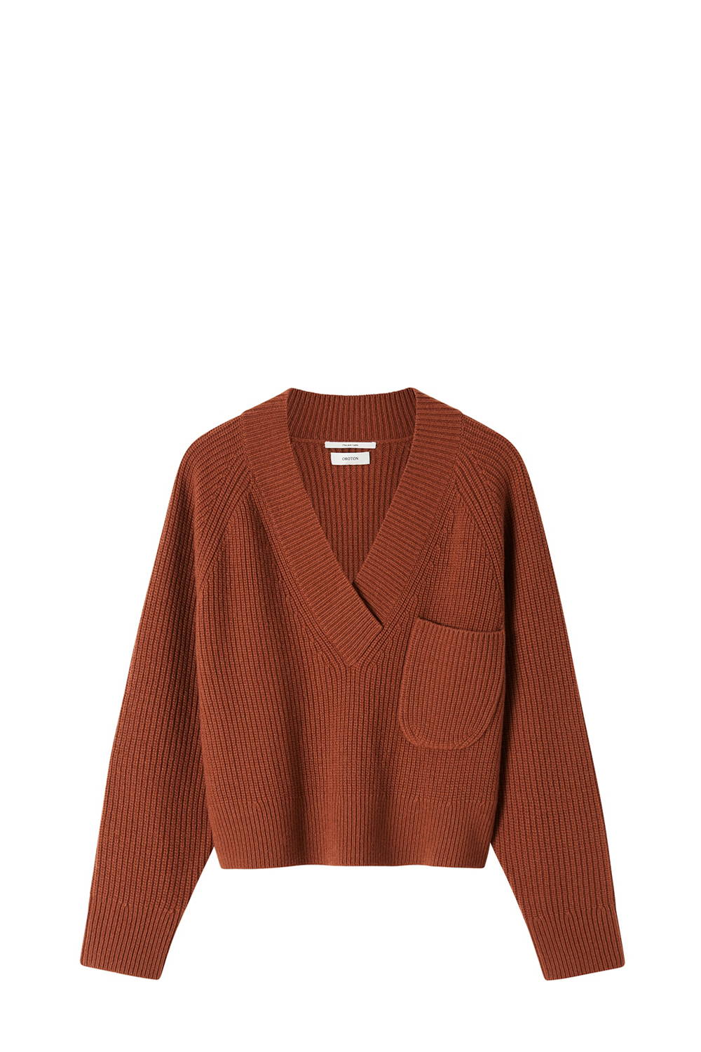 Oroton Wool V Neck Knit Brown
