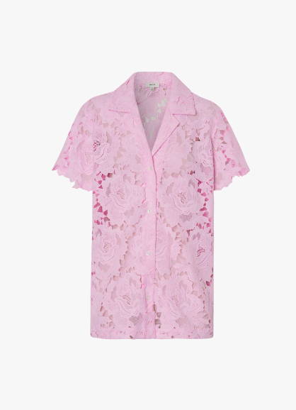 Oroton Lace camp shirt in pink