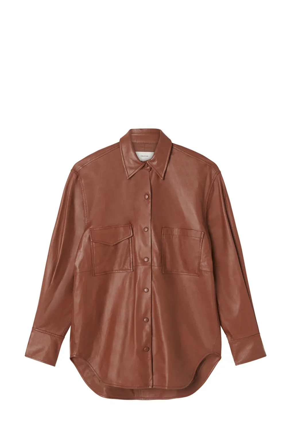 Oroton Leather Shirt Brown