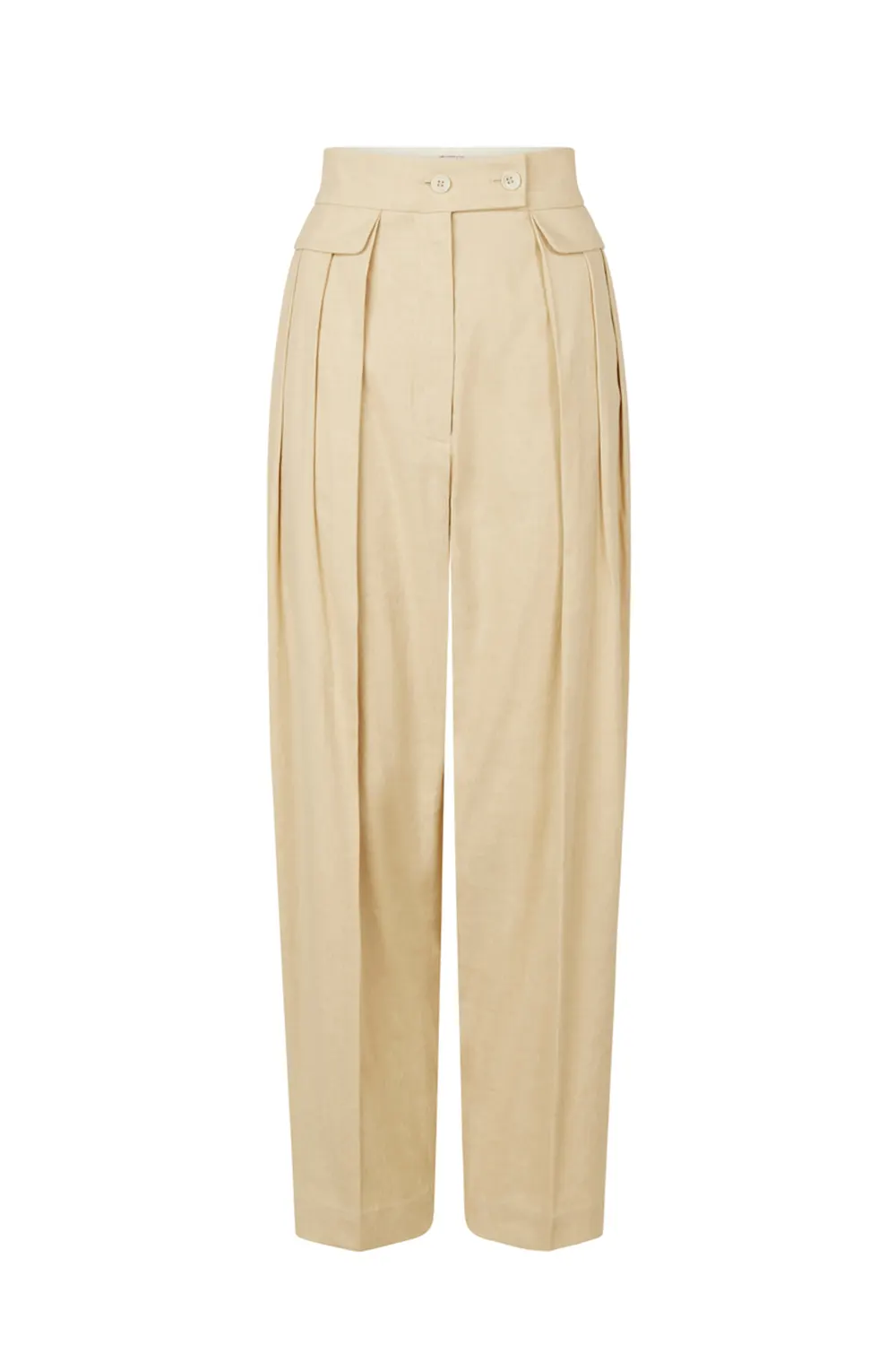 Oroton Linen cropped pant in cream