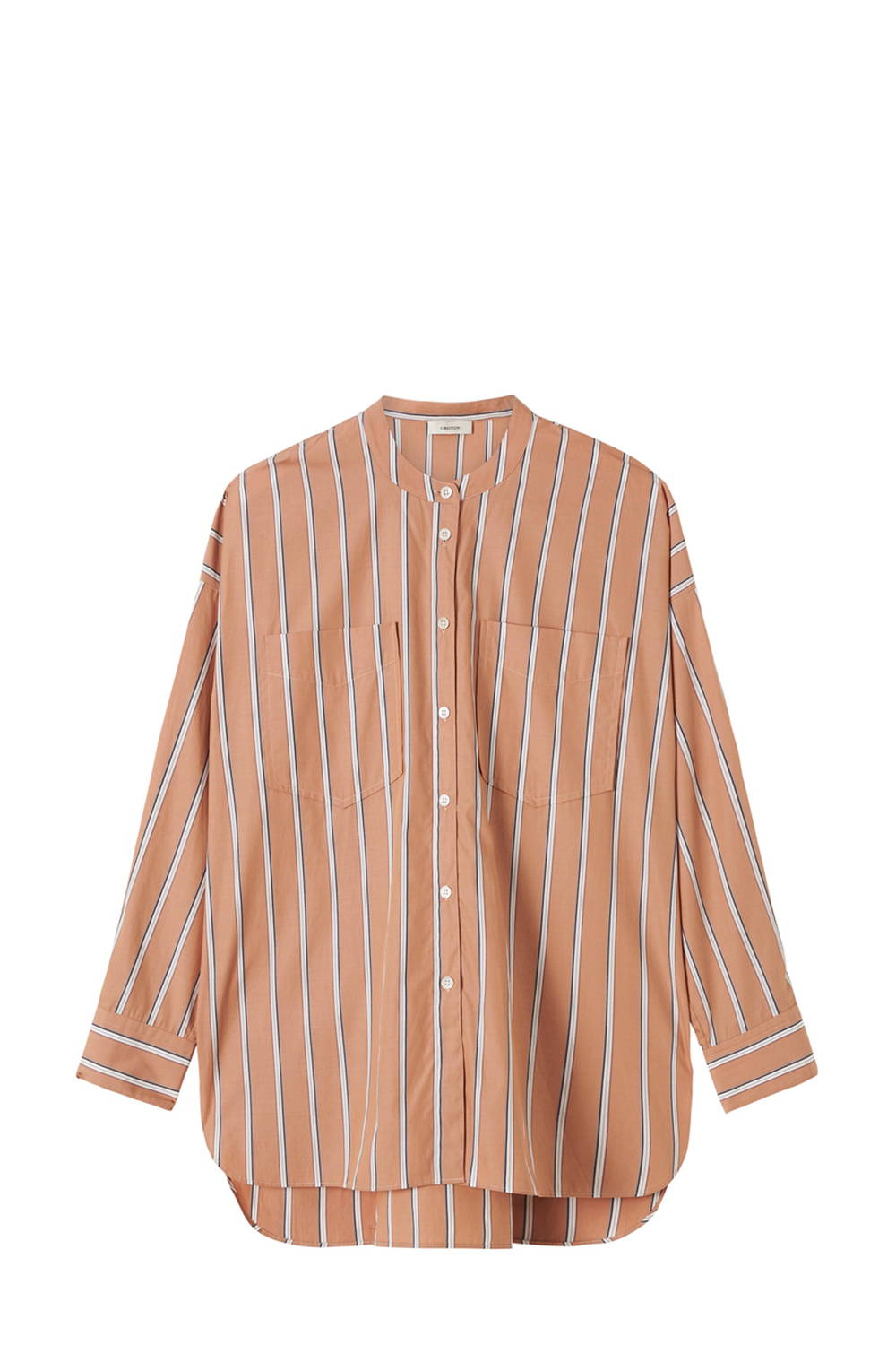 Oroton Striped Cotton Long Sleeve Shirt pink clay 
