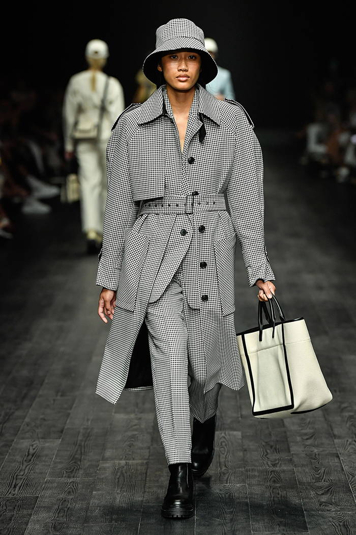 Oroton VAMFF Vogue Runway Fashion Week  Black White Check trench suit