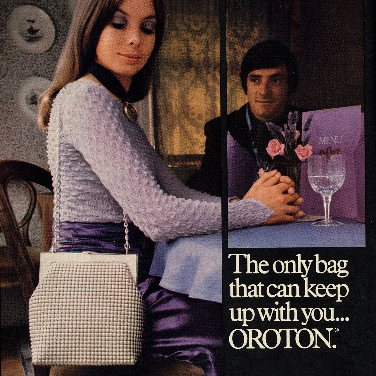 Vintage 70s Oroton brand white mesh evening bag, Women's Fashion